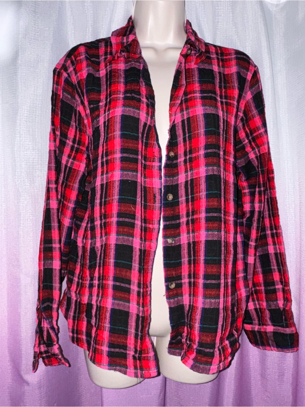 Jane and Delancey Red and Black Plaid Button Front Shirt